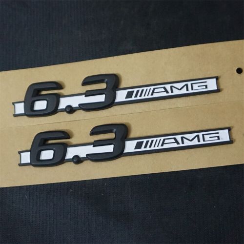2x Matte 6.3AMG White Black Plastic Sticker Badge Emblem Decal V8 BITURBO Fender, US $14.99, image 19