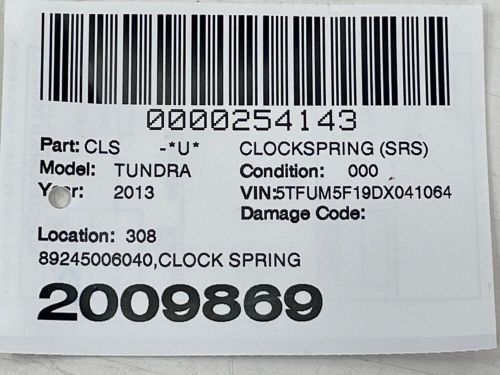 Fits 2007 - 2017 TOYOTA TUNDRA Steering Wheel Clockspring 39SUGU61 Tested, US $89.00, image 3