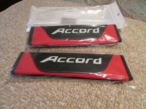 Seat Belt cover shoulder coushion pads ( Accord ) new, black/red w/white letters, US $10.00, image 2