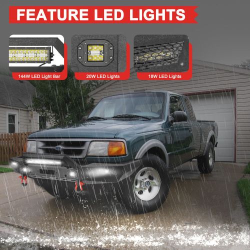 Front and Rear Bumper Steel Fits 1993-1997 Ford Ranger W/Winch Plate LED Lights, US $489.99, image 12