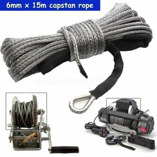 1/4"x50' 10000LBS Synthetic Winch Rope Gray Recovery Cable 4WD ATV W/ Guard, US $20.99, image 3