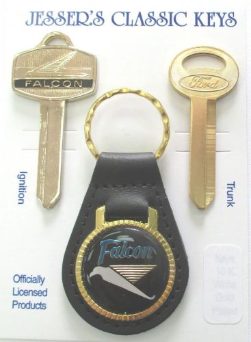 Ford FALCON Yellow Gold Keys 3 Piece Set Leather Fob 1966 1967 1968 1969 1970, US $84.95, image 6