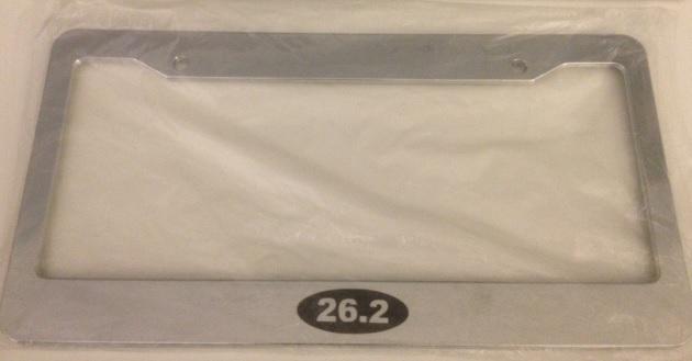 Marathon runner 26.2 logo jogger - chrom license plate frame - marathon qty 2