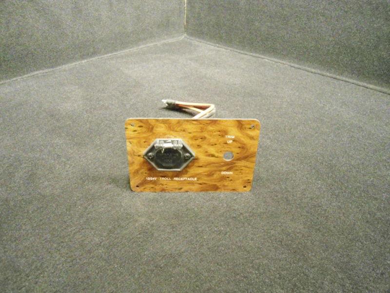 Trolling outlet panel without trim switch brown wood 6" x 4" marine boat control