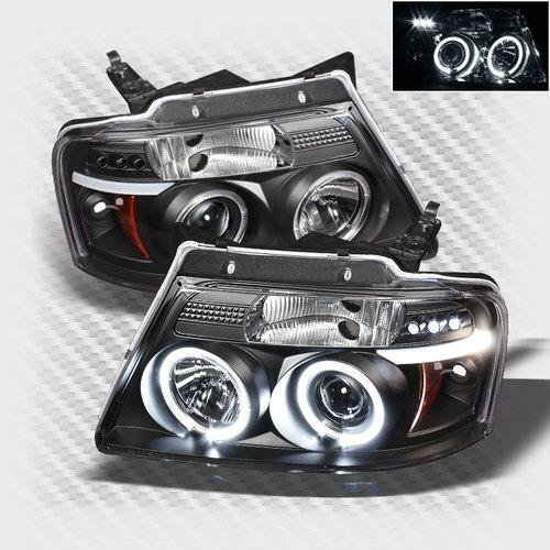 2004-2008 ford f150 dual halo led projector headlights head lights lamp pair set