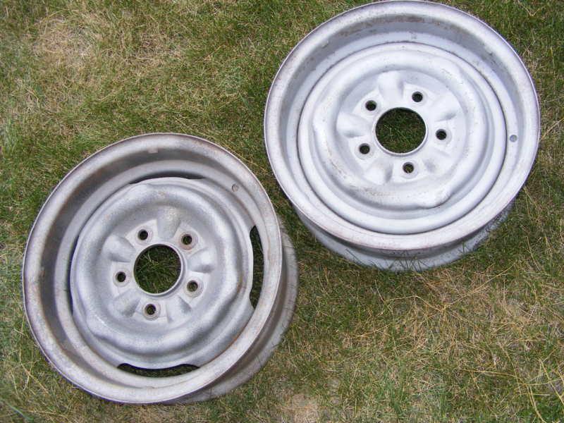 1955 56 chevrolet steel wheels (pair) 15" good condition - blasted 