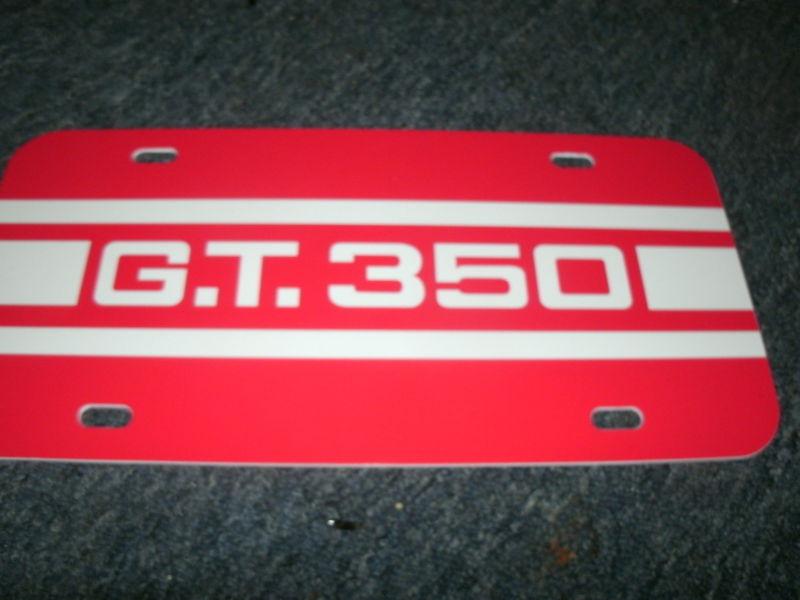 Shelby cobra mustang gt350 gt-350 side stripe logo license plate red / white new