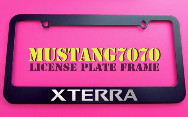 1 brand new nissan xterra black metal license plate frame + screw caps