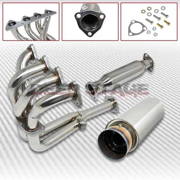 4-2-1 exhaust manifold header+pipe+burnt tip muffler 92-93 acura integra gs/rs
