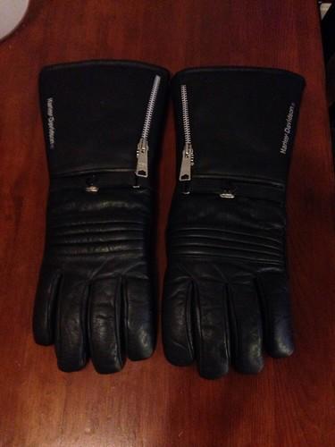 Vintage men's harley davidson insulated leather gauntlet gloves euc
