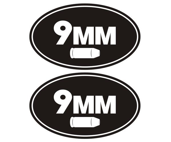 9mm ammo can decal set 3"x1.8" oval semi auto handgun vinyl sticker zu1