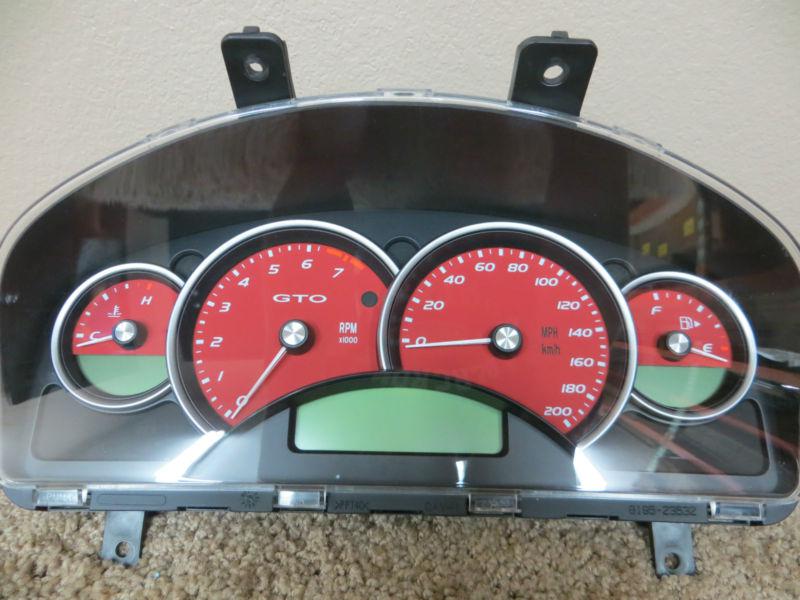 2006 pontiac gto cluster speedometer oem 200 mph us 27k red face