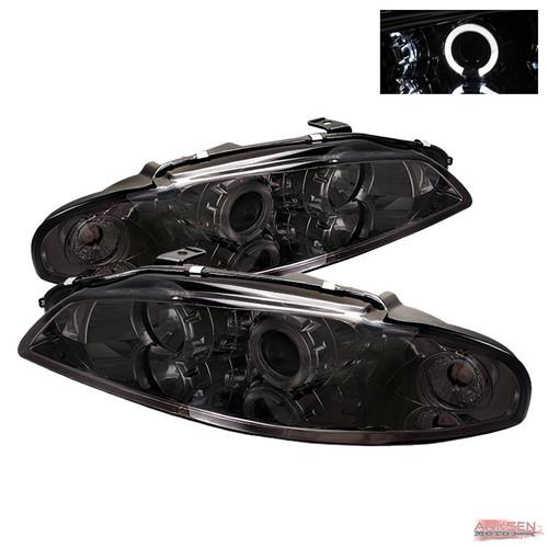 Smoked 97-99 mitsubishi eclipse halo projector headlights lamp replacement set
