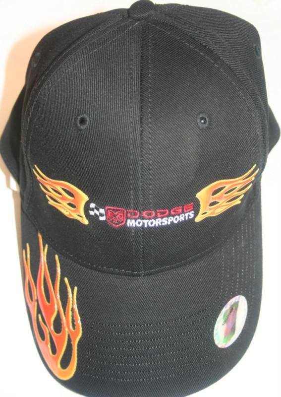Dodge motorsports nascar flames hat embroidered adjustable cap black