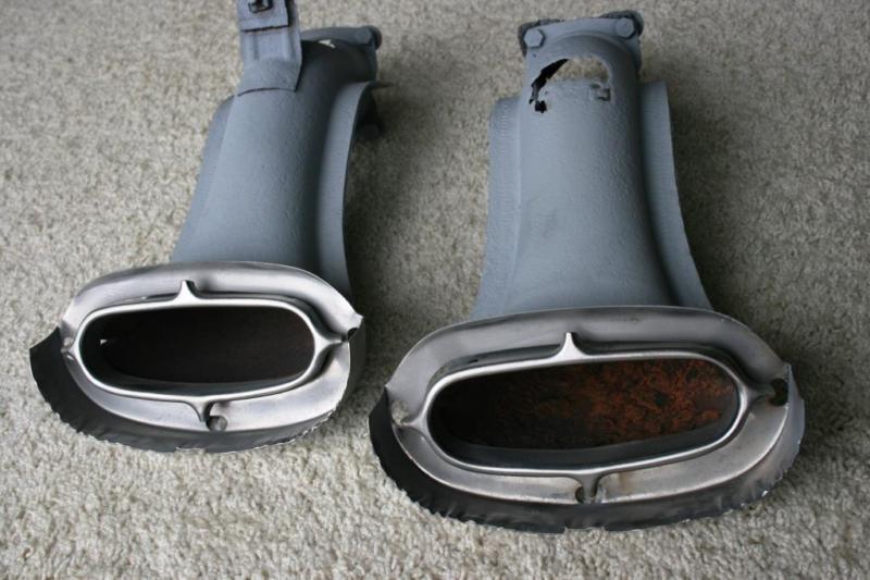 1956 cadillac original rear bumper exhaust risers with stainless 