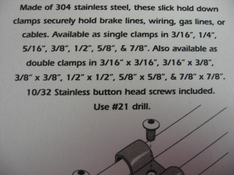 Brake Line Clamps, 1/4 Inch, Single Clamps, Stainless Steel, w/Screws Set of 12 , US $17.95, image 4