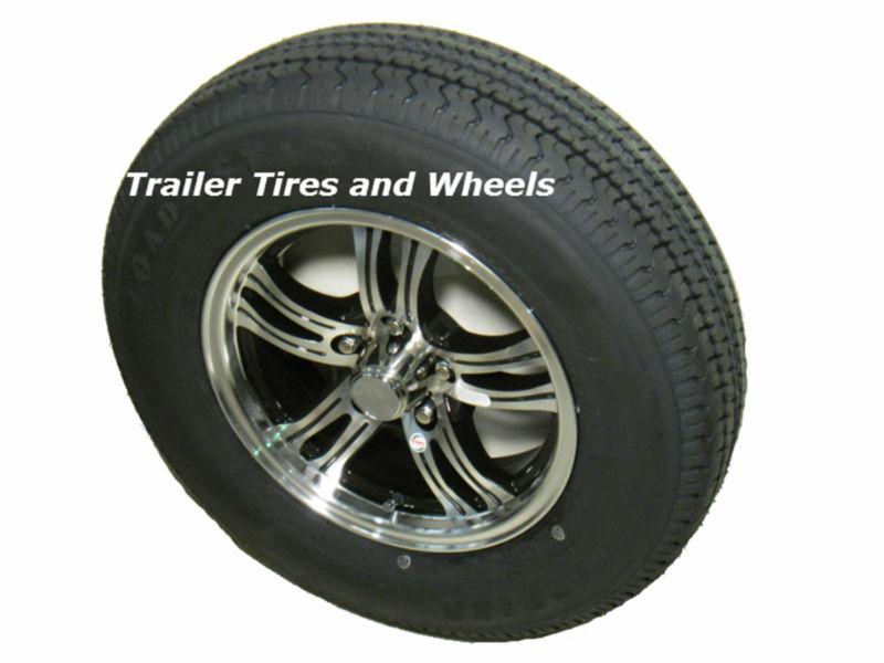 Pbk 205/75r15 lrd radial trailer tire on 15" 5 lug aluminum trailer wheel acc