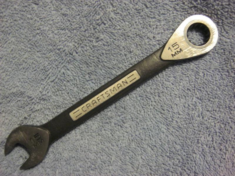 Craftsman 15mm combination ratchet wrench. 12 point. 7 7/8" oal. #2063. used, gc