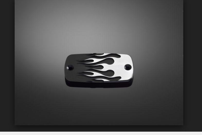 Black & billet alu flames brake master cylinder cover kawasaki vulcan