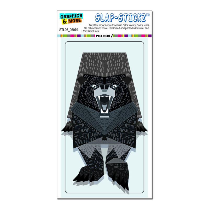 Roaring bear geometric black - slap-stickz™ car window locker bumper sticker