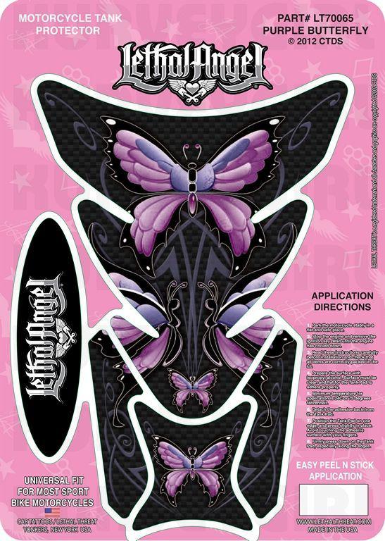 Purple butterfly lethal threat tank pad protector girl motorcycle protection