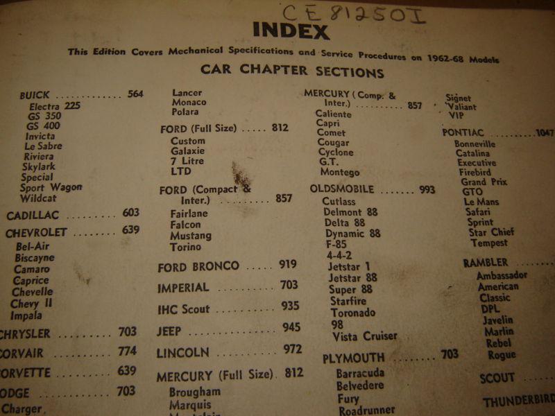 1962-68 Motors Auto Shop Repair Service Manual Camaro,Mustang,Vette,Chevelle Frd, US $24.00, image 3