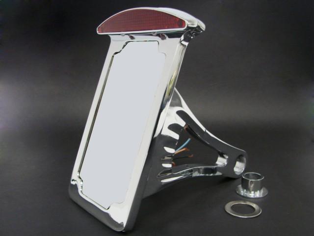 Chrome side mount vertical license plate tail brake light for harley softail tag