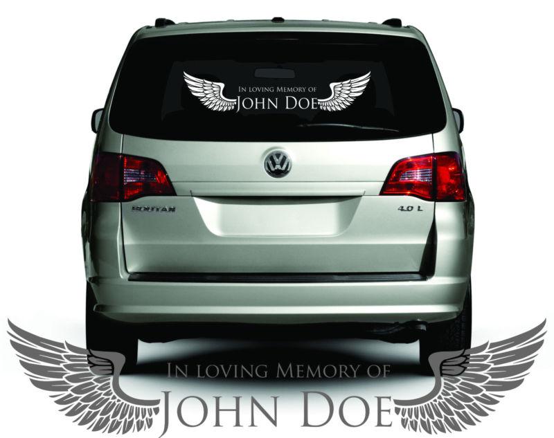 Customized angel wings vehicle window decal (22" wide).