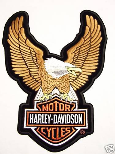 #1177 l harley motorcycle vest patch brown upwing eagle emb328394