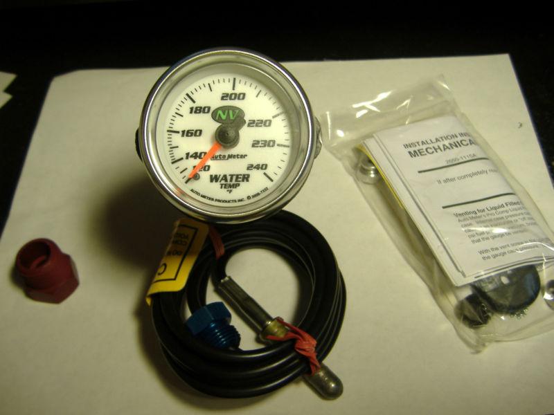 New autometer nv 2-1/16" mech water temp gauge 7332 brilliant led green backlit
