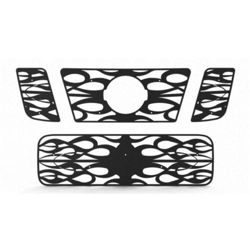 Nissan titan 08-12 black horizontal flame front metal grille trim cover insert