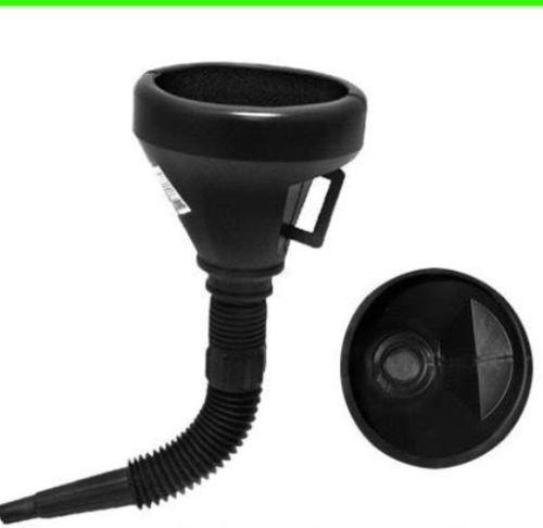Car-truck-tractor- boat fuel/oil funnel flexible neck w/strainer15"
