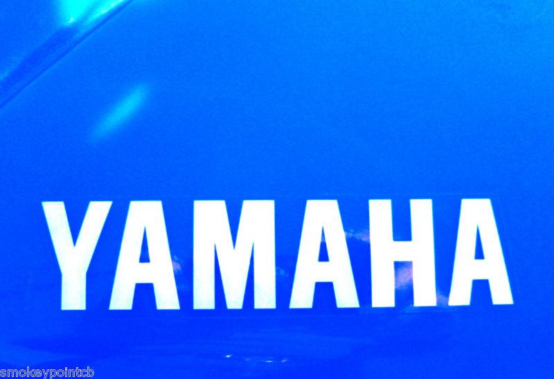 New set genuine yamaha tank & side cover decals 82mm x 19mm white logo     e0191