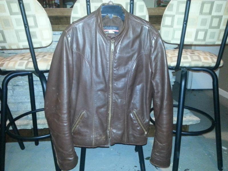 Brooks brown leather motorcycle jacket 70's, US $65.00, image 2