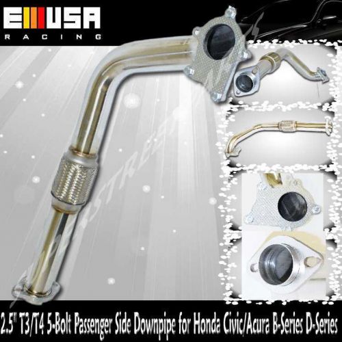88-91 honda crx d15/d16 b16/b18 passenger side turbo downpipe 2.5&#034; t3/t4 5-bolt