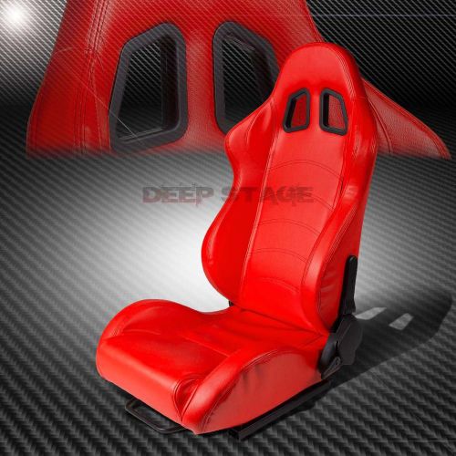 Red pvc leather reclinable sports style racing seats+mounting slider driver side