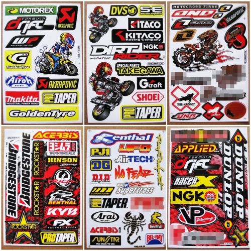 Drift car moto-gp supercross dirt rider mx1 motocross racing stickers 6 sheets