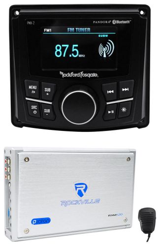 Rockford fosgate pmx-2 2.7&#034; marine digital media receiver w/bluetooth+amplifier