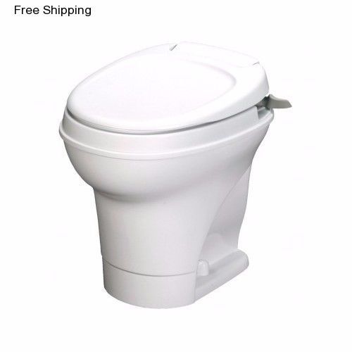 Rv camper toilet high hand flush thetford trailer white motorhome aqua magic new