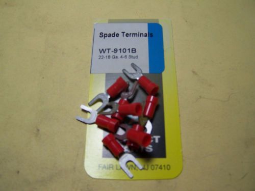 Electrical terminal - spade terminals 22-18 ga, 4-6 stud, red, 9pcs