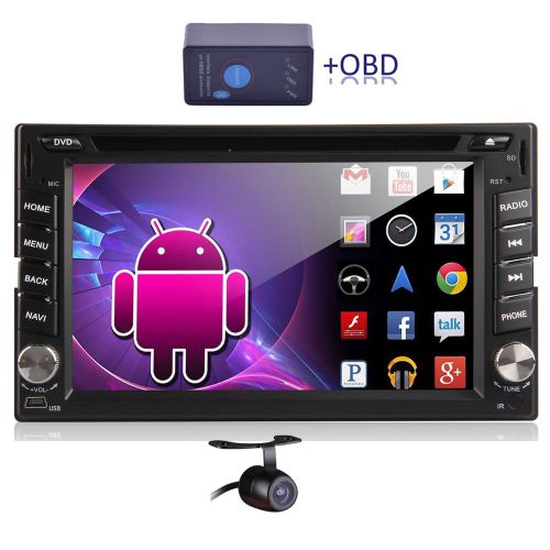 Pure android 4.4 os 6.2" hd double 2din car stereo gps 3g wifi dvd obd + camera