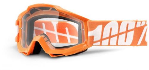 100% accuri youth goggles clear lens caltrans - orange/white strap
