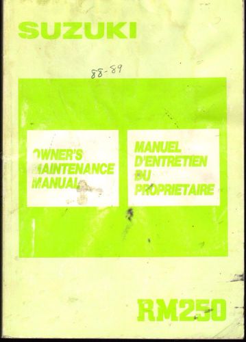 1989 suzuki motorcycle rm250 p/n 99011-28c50-01b owners/maintenance manual (415)