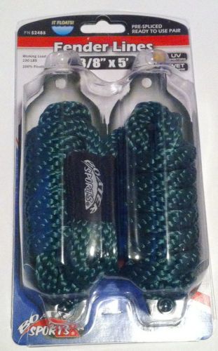 Boat docking fender/ bumper line, rope, whips green 3/8"x5' pair of rope 52485