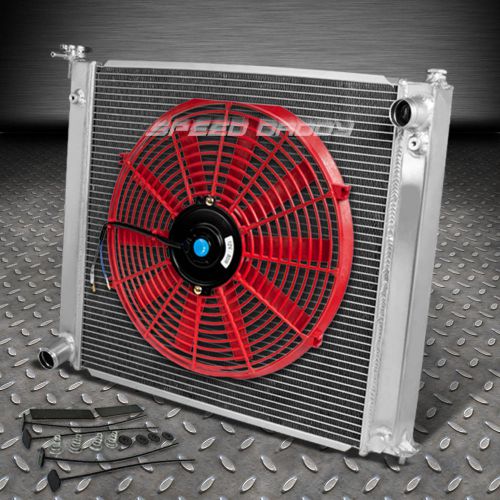 For 90-96 300zx z32 turbo full aluminum two/dual row/core radiator+14” red fan