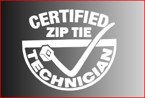 Certified zip tie technician tool box, hard hat, window, tailgate sticker decal