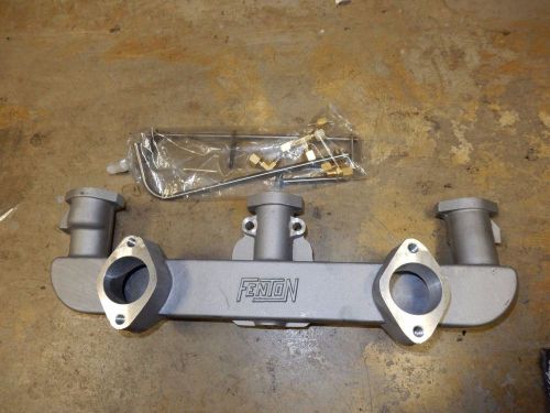 Fenton dual carb intake manifold for chevrolet 235 inline 6 cyl. w linkage