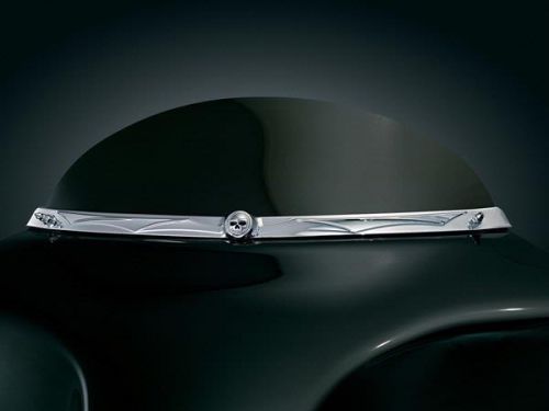 Kuryakyn 1198 chrome zombie windshield trim for 1996-2013 harley touring