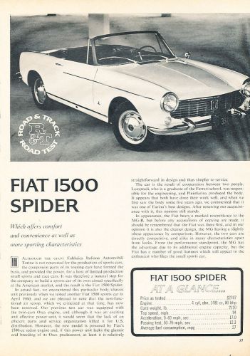 1965 fiat 1500 spider - road test - classic article d132