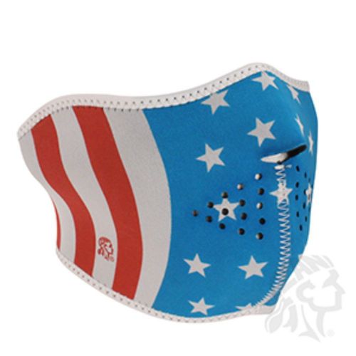Zan headgear neoprene half mask riding red white blue usa flag glow in dark